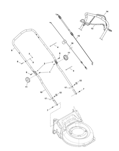 Handles Group Diagram and Parts List for 2691808-00-500E  Briggs and Stratton Lawn Mower
